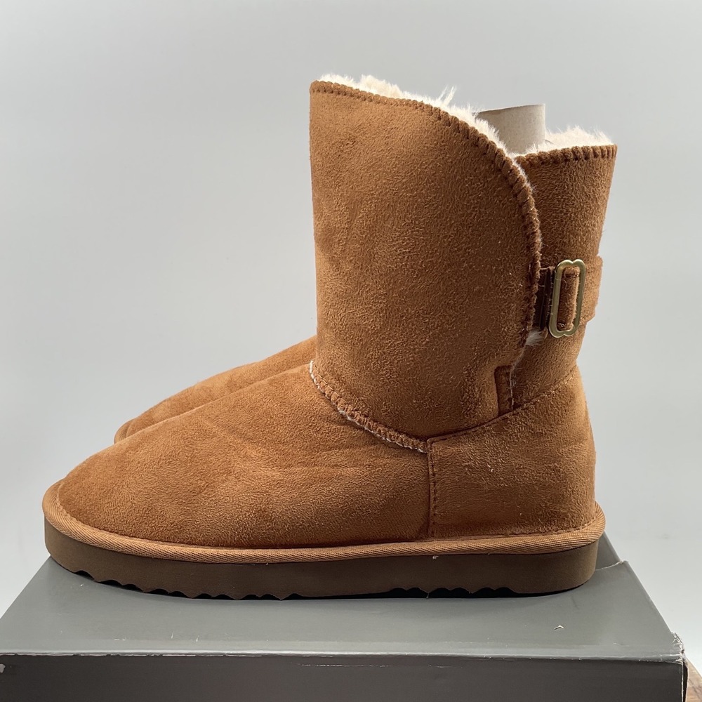 Style & Co Womens Chestnut Faux Suede Fur Lined Buckle Boots 9M 10021608100